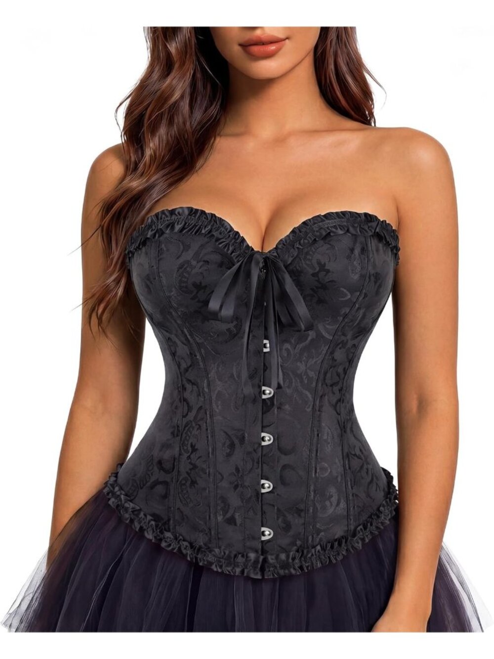 Women's Black Vintage Shapewear Bustier Renaissance Halloween Costume Corset Top
